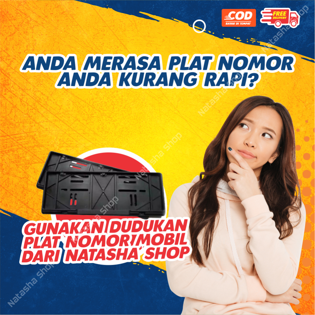 RB Cover Dudukan Plat Nomor Mobil Avanza Warna Hitam Dan Putih Ukuran Standar 46 Cm