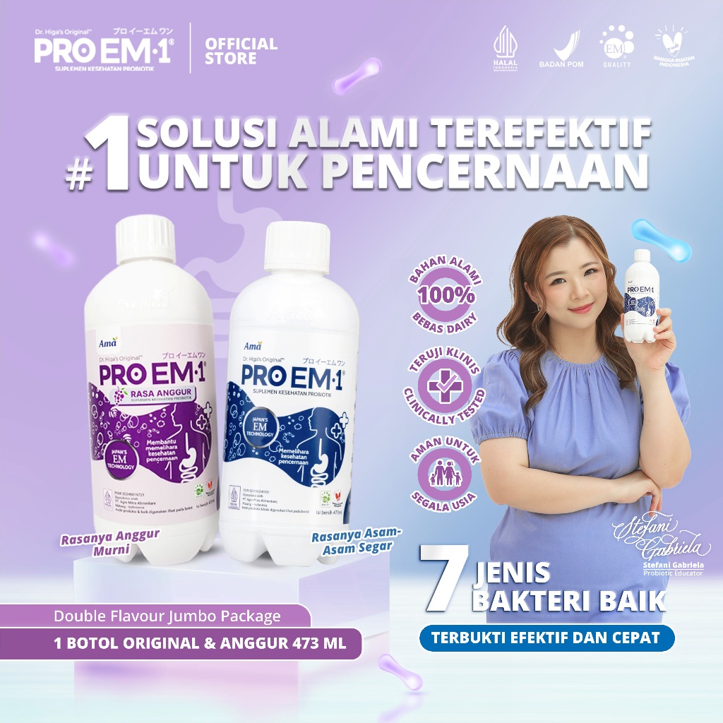 PRO EM1 Paket 1 Botol Original 473ml & 1 Botol Rasa Anggur 473ml