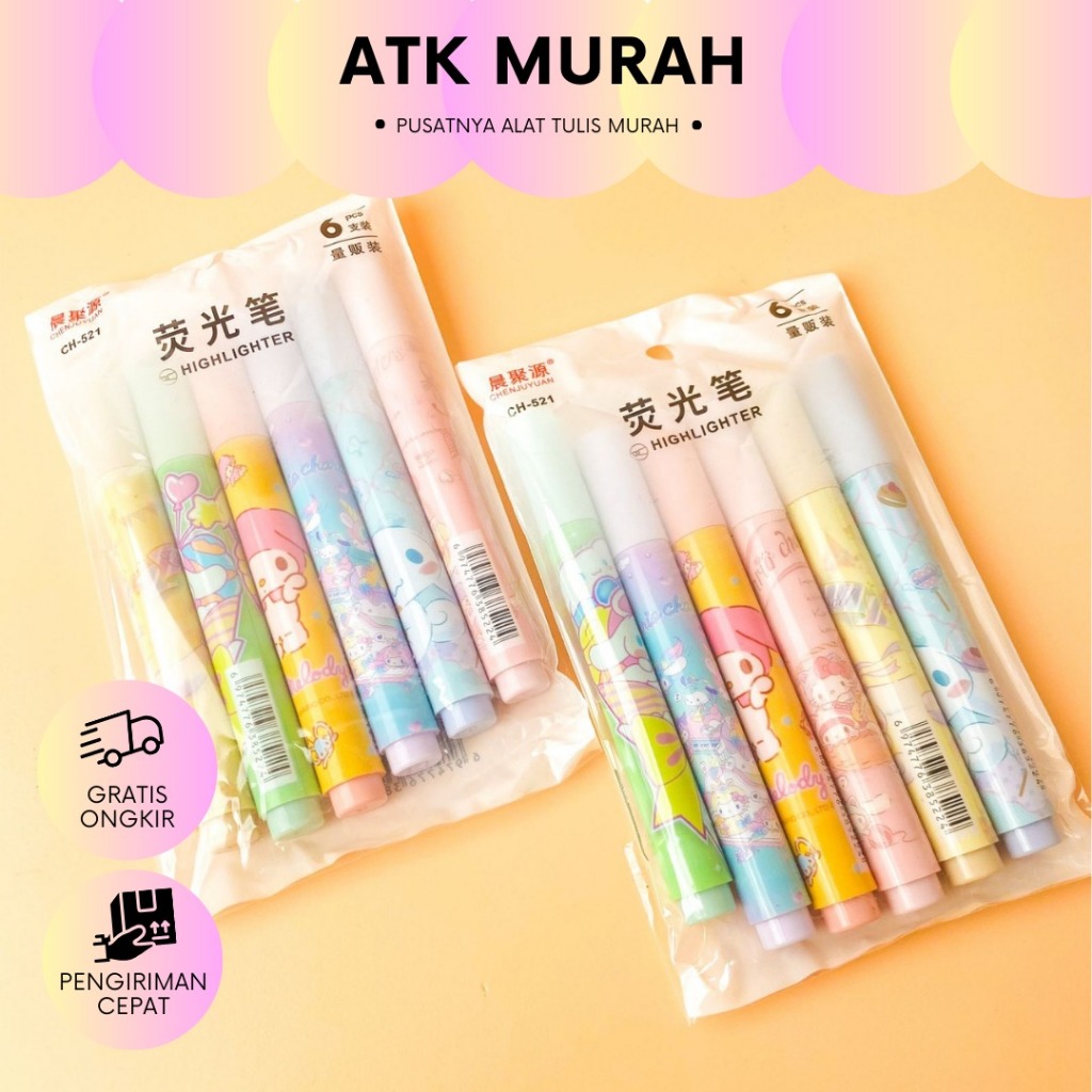 

HIGHLIGHTER STABILO SANRIO HG-1199 1 SET ISI 6 PCS ALAT TULIS SEKOLAH KANTOR MURAH TERJANGKAU