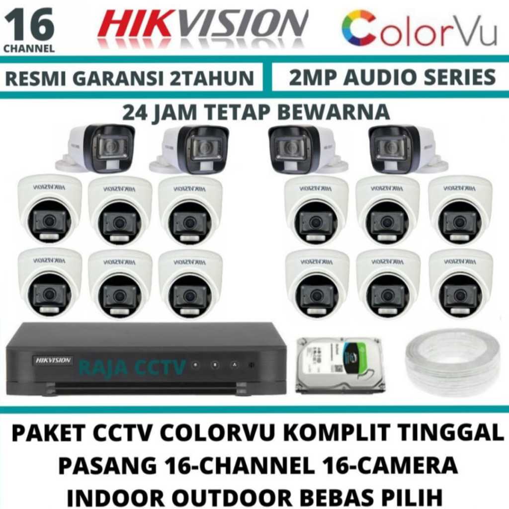 paket cctv  hikvision 2mp colorvu audio 16ch 16kamera