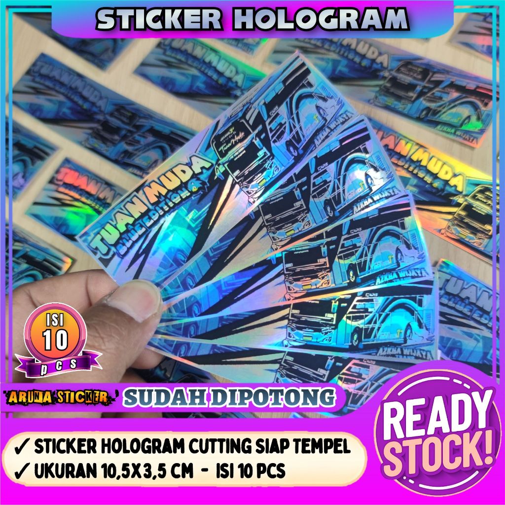 

10 pc Sticker Bus Tuan Muda Hologram Panjang SUDAH DIPOTONG Tinggal Tempel Stiker Piano Laptop