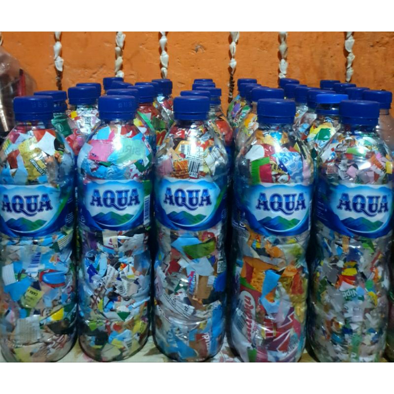 Ecobrick Aqua 600 Ml | Prakarya Sekolah | Botol Sampah