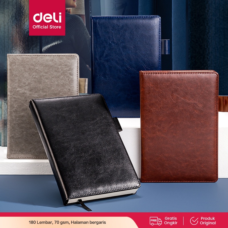 

Leather Cover Notebook Deli Buku Catatan Sampul Bahan Kulit A5 180 Lembar Design Elegan ATK 22298