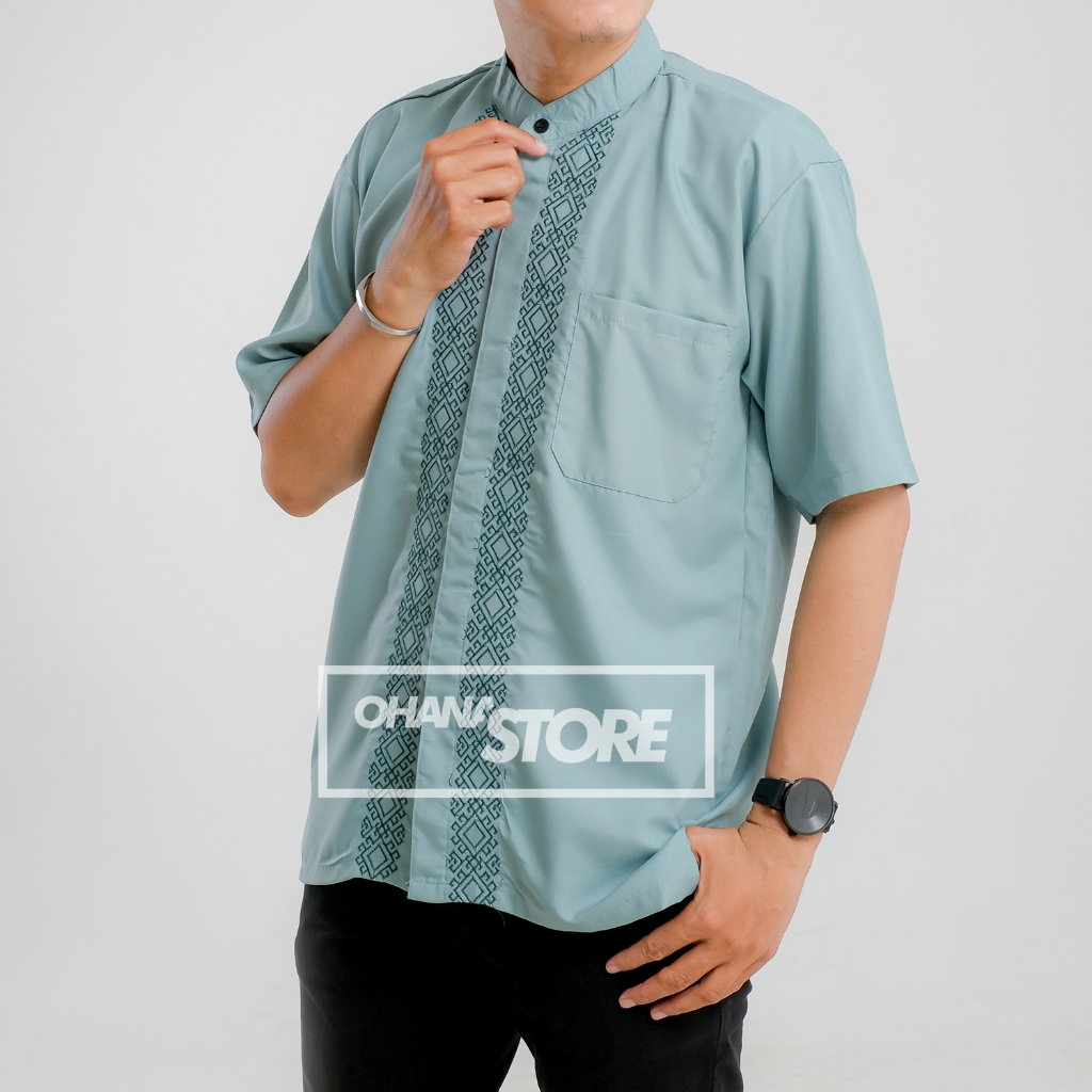 Baju Koko Pria Dewasa Kaos Kerah Batik Jumbo Hari Raya Kekinian Ramadhan Atasan Viral Qoqo Model Bar