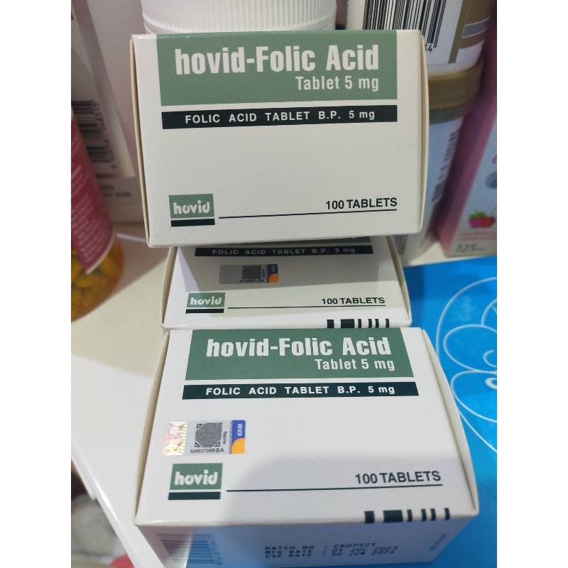 hovid folic acid 5 mg 100 pc folat vitamin hamil promil malaysia asli ori