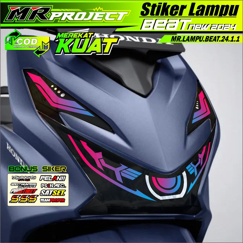 Stiker Variasi Lampu Motor BEAT NEW 2024 Stiker Lampu Alis BEAT DELUXE 2024 TRANSPARAN