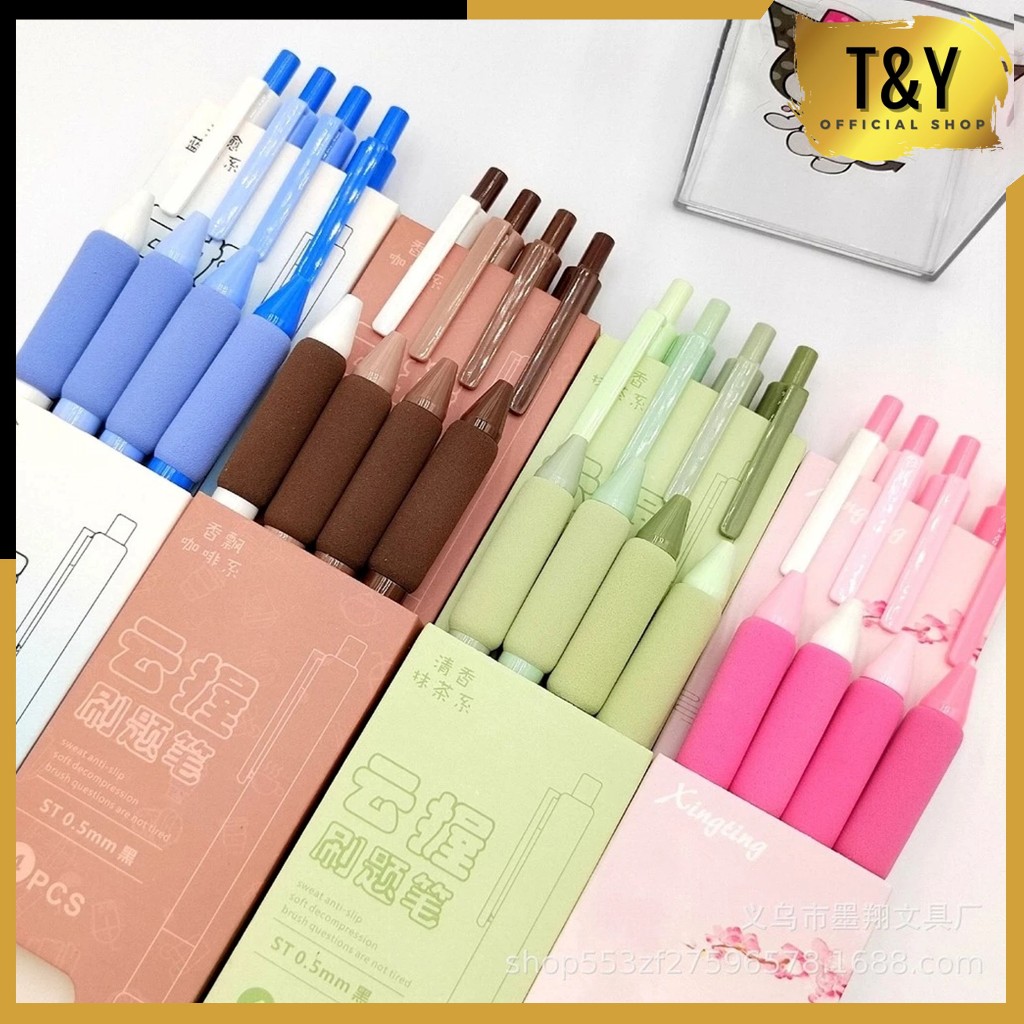 

T&Y Pulpen Mekanik 0.5mm Set Isi 4Pcs Dengan Bantalan Pena Empuk Motif Polos Warna Pastel Set Pena Gel 0.5mm Lucu Pulpen Gel 4IN1 Warna Hitam Bolpoint Tinta Gel Cair 4 Pcs Journaling Pen Alat Tulis