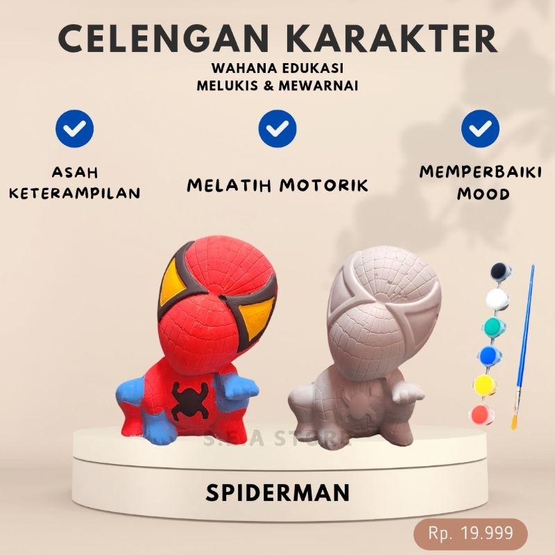 

Mewarnai Celengan Gypsum Karakter Spiderman / Melukis / Patung