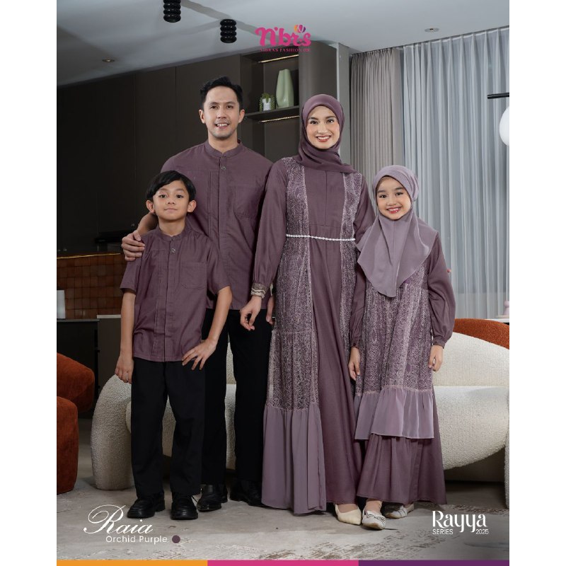 SERAGAM COUPLE KELUARGA TERBARU 2025 SARIMBIT RAYYA SERIES RAIA ORCHID PURPLE BY NBRS FASHION || BAJ