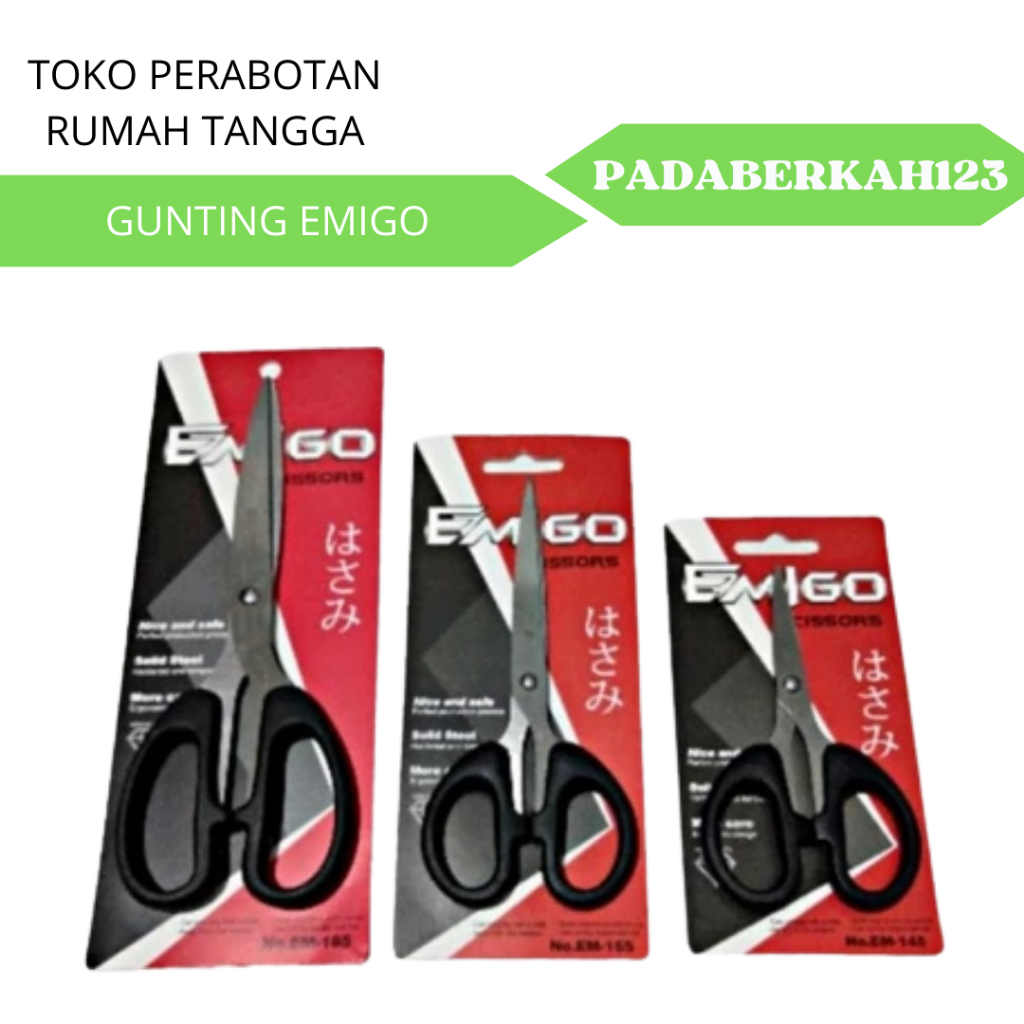 

Gunting Emigo Hitam Alat Potong Gunting Kain Kertas Emigo Sedang Kecil Stainless murah