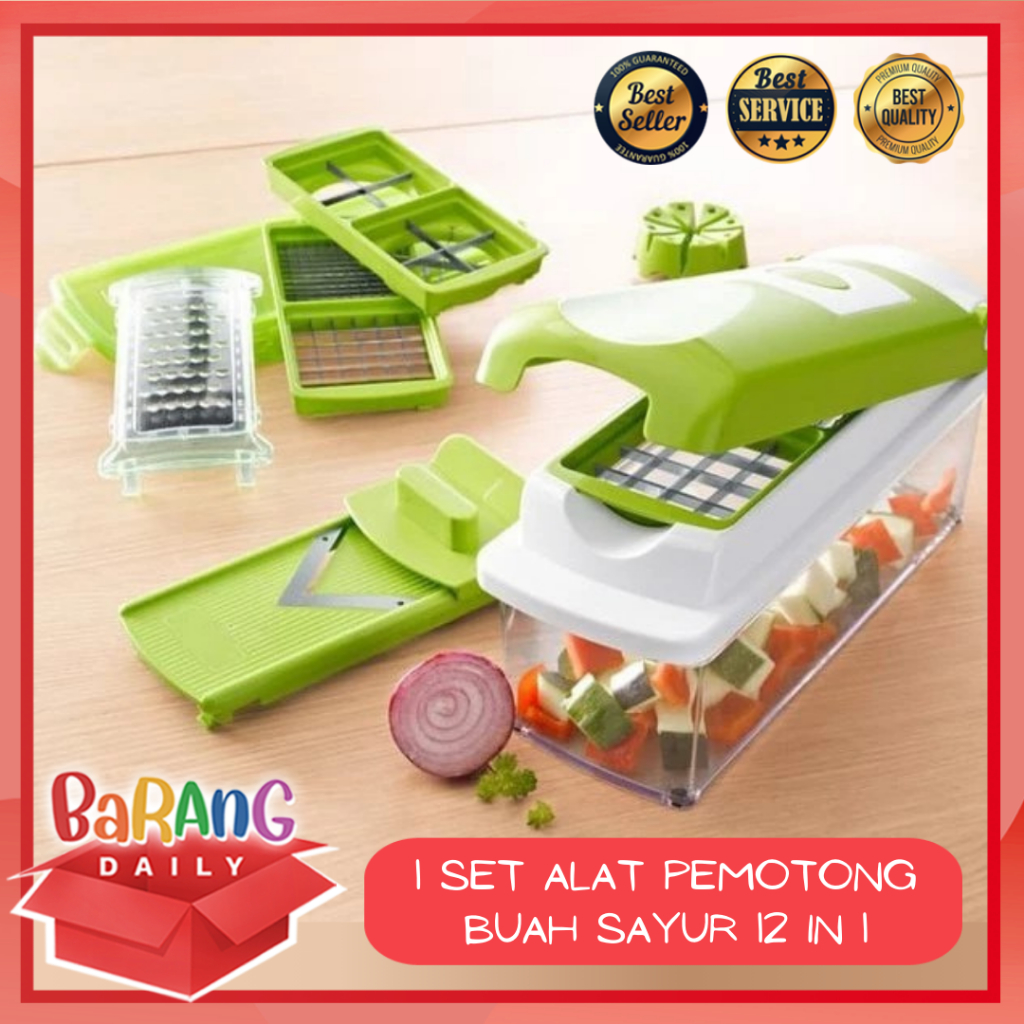 1 SET ALAT PEMOTONG BUAH SAYUR 12 IN 1 / GENIUS NICER DICER / ALAT PEMOTONG PRAKTIS / ALAT PERAJANG 