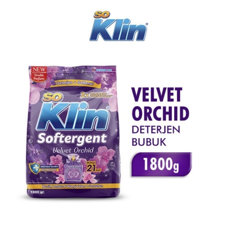 Soklin Softergent Deterjen Bubuk Velvet Orchid 1500 kg / Deterjen Bubuk Soklin Softergent