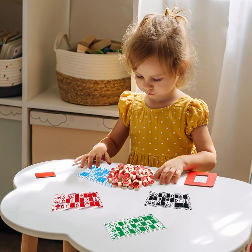 Permainan Bingo Game Set Berkualitas Tinggi Kartu Bingo 48 Bingo Card, 90 Catur Kayu Dan 40 Koin