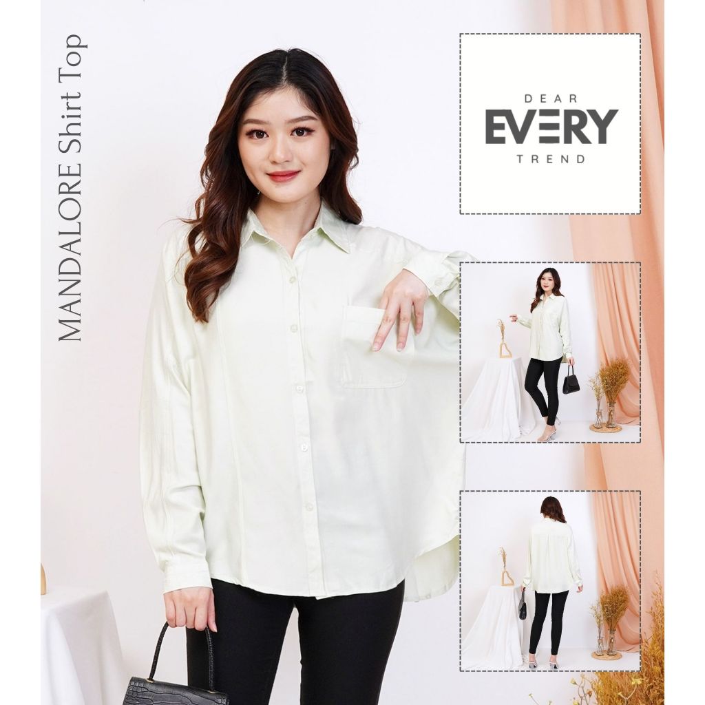 EVERY - Maveth Shirt Top | Atasan Kemeja Blouse Kantor Katun Rayon Lengan Panjang Wanita (968)