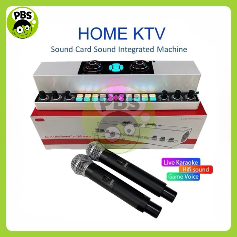 PBS - Home Ktv Speaker Bluetooth Y6 2 Mic Live Streaming Soundcard Portable Outdoor Spk Wireless