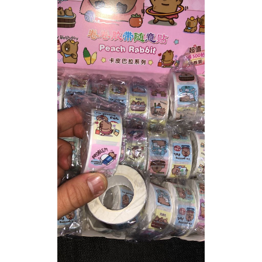 

sticker capybara roll isi 500 tempel benny sticker ucapan makanan surat dekorasi