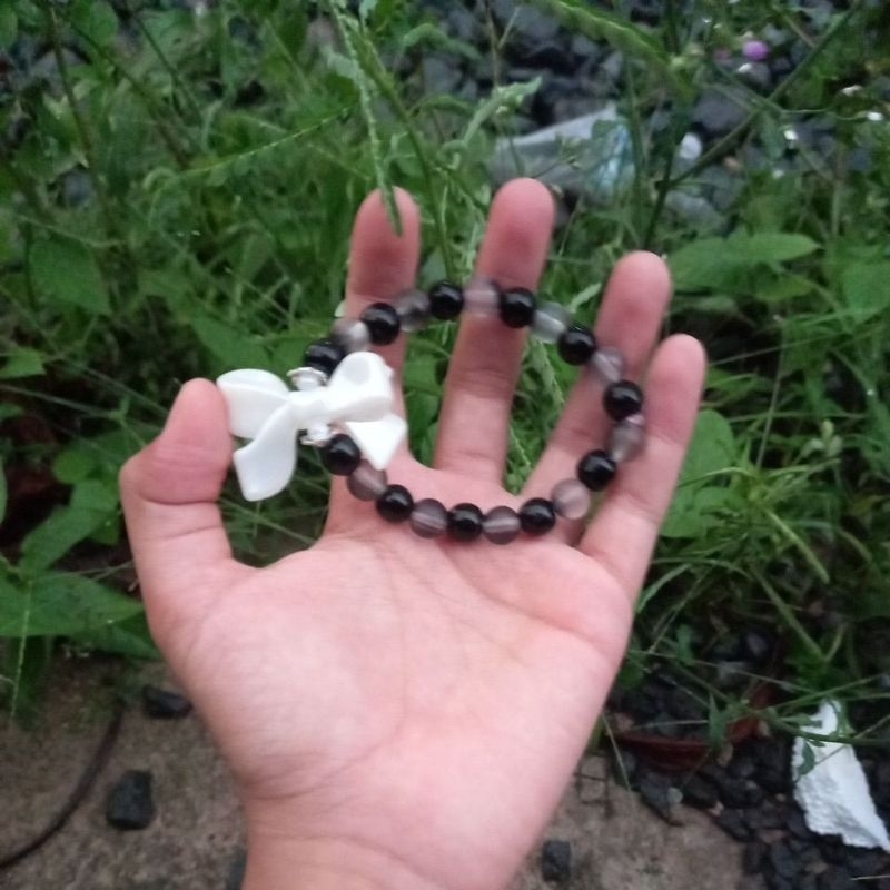 Gelang giok + kristal anak (artificial)