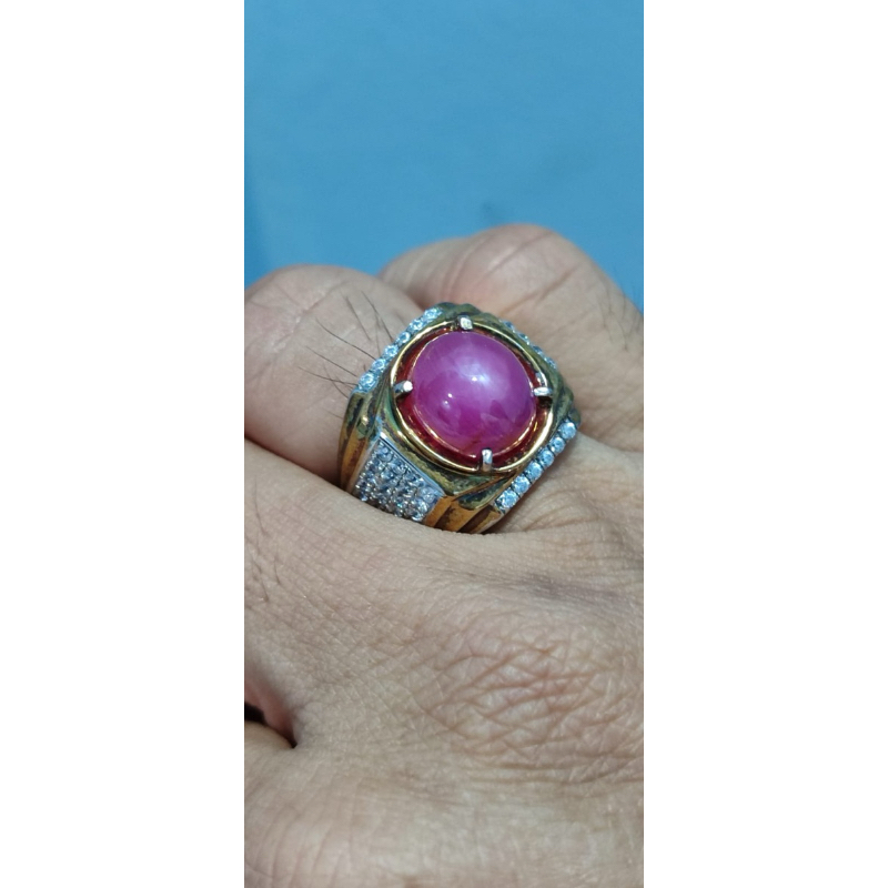 Cincin Batu Permata Natural Star Ruby Burma (Myanmar) Ori