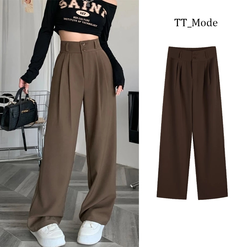 Coklat/Hitam/Putih Celana Kulot Wanita Highwaist Kekinian Ala Korea Basic Karet Celana jas Premium