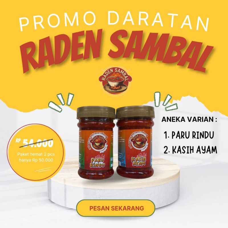 

RADEN SAMBAL PAKET DARATAN ( PARU RINDU & KASIH AYAM) @150 GR // SPP-IRT