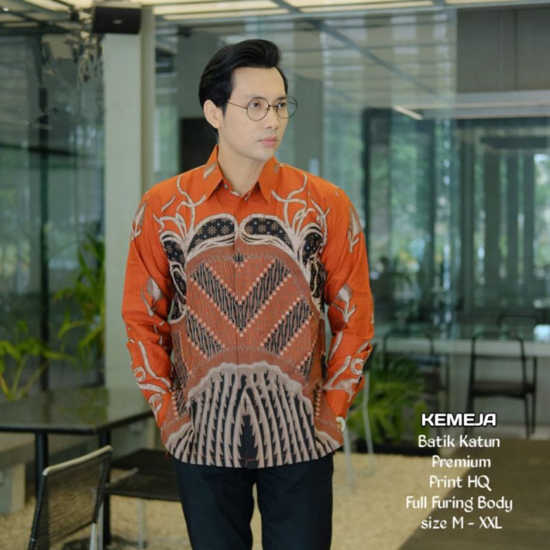Kemeja Batik Pria TERACOTTA Kemeja Batik Pria Motif Abstrak