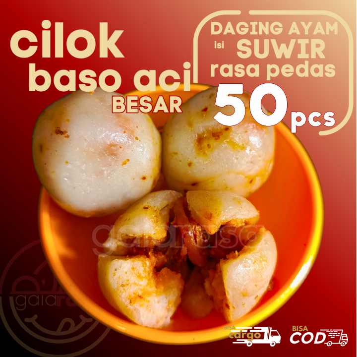 

Baso Aci CILOK BESAR 50pcs PENTOL ISI AYAM SUWIR PEDAS by Gaiarasa