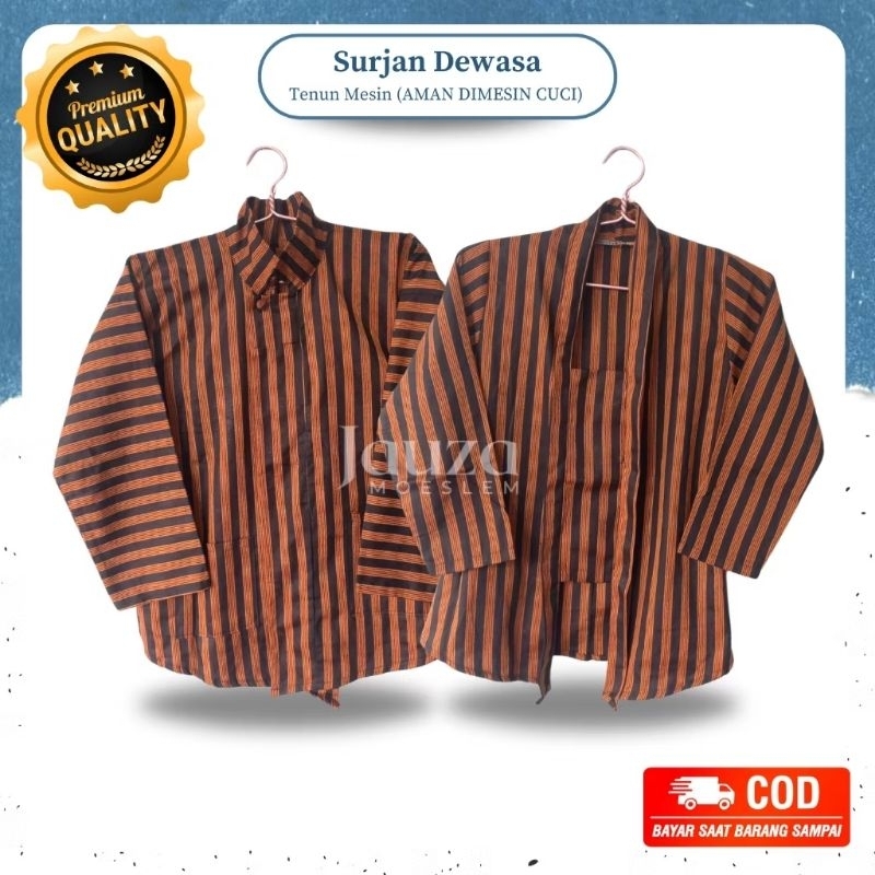 [PREMIUM/HALUSAN DEWASA] Baju Surjan Lurik Jawa Pria dan Wanita Dewasa GARIS LIMA |Baju Lurik jawa D