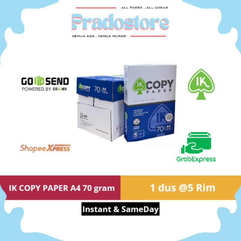 

IK Copy Paper Kertas Fotocopy A4 70 gram 1 Boks = 5 Rim (2500 lembar)