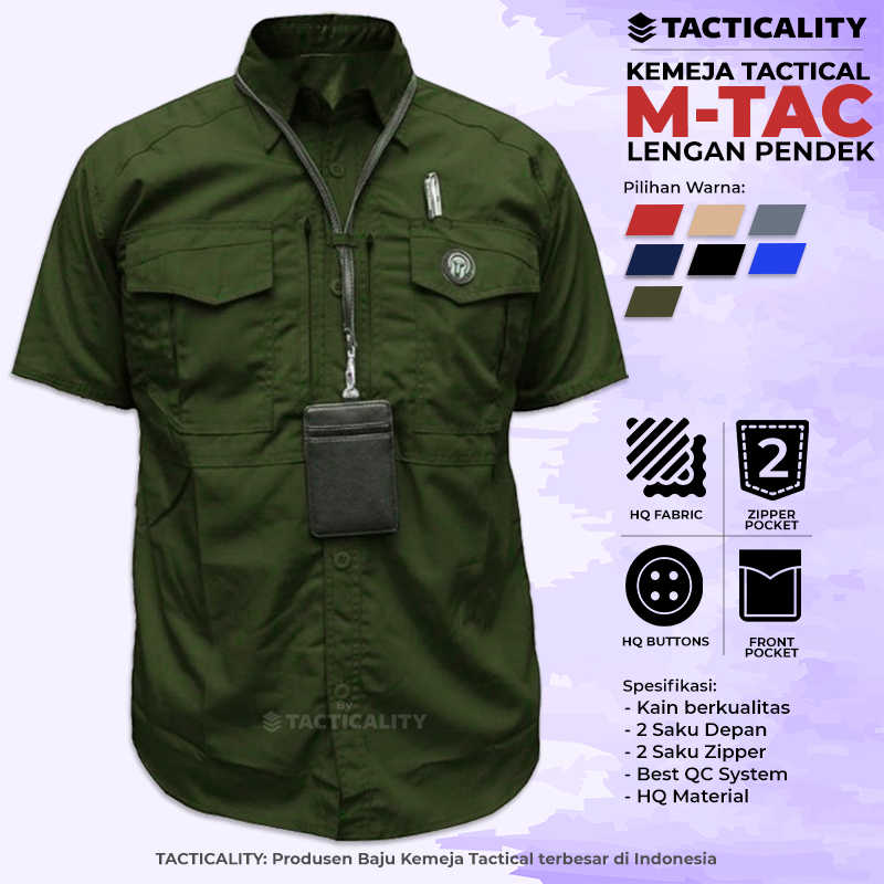 Kemeja Tactical Pria M-TAC Lengan Pendek - Baju Lapangan Outdoor