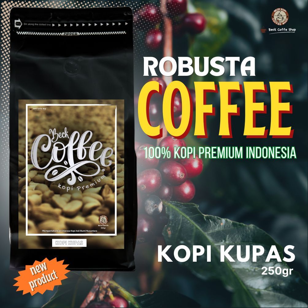 

Kopi Robusta biji kupas murni 250 gram pilihan Petik merah dipohon asli gunungkawi