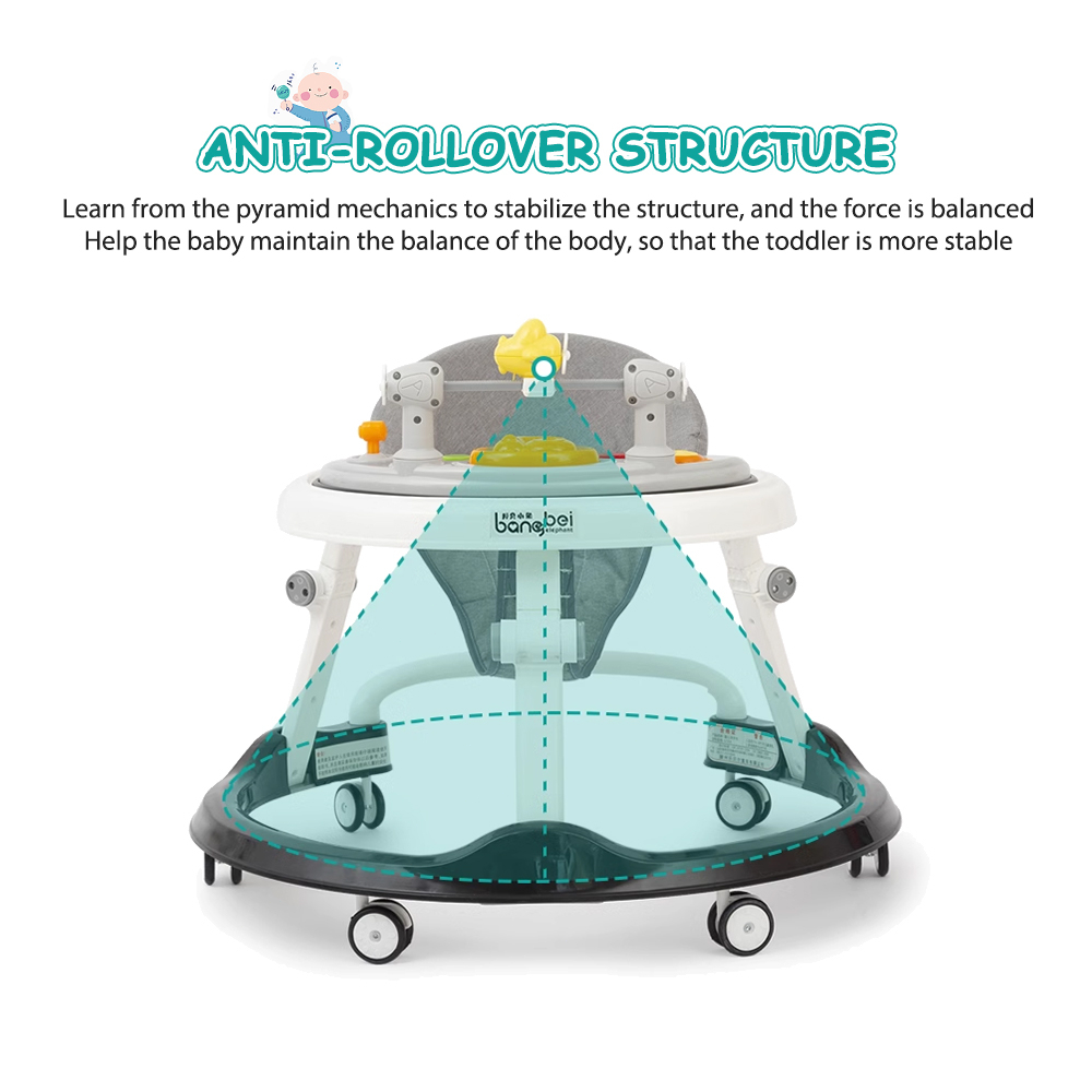 Evianangel Baby Walker Bekas Berjalan Bayi Anak Lipat Mainan Musik Walker Alat Bantu Jalan Bayi