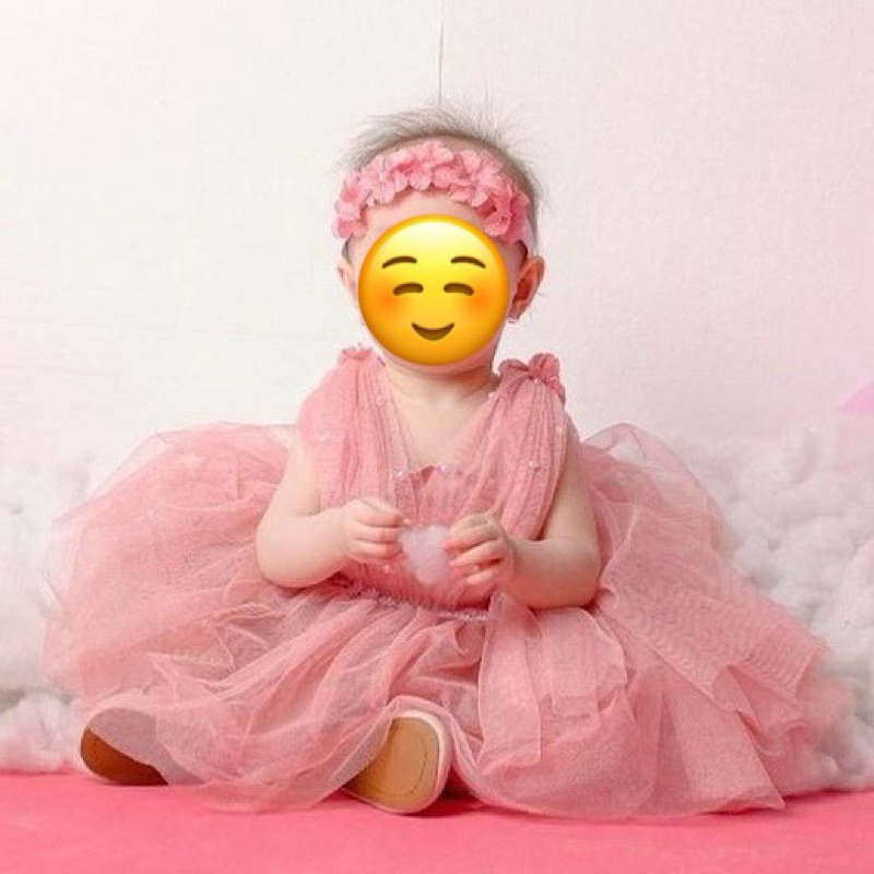 Preloved Dress mutiara slayer megar ROSE GOLD , FREE BANDANA BUNGA - Baju gaun anak perempuan | Dres