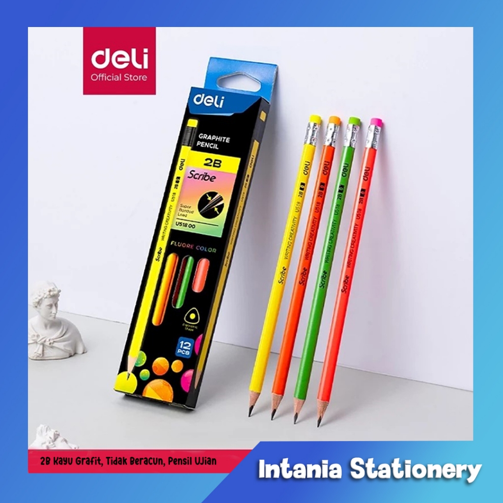 

Deli Pensil grafit kayu HB/2B Warna Neon - Pink & Kuning & Hijau & Oranye EU51600