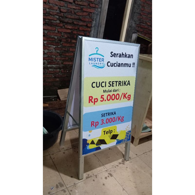 standing banner galvalum tanpa lampu