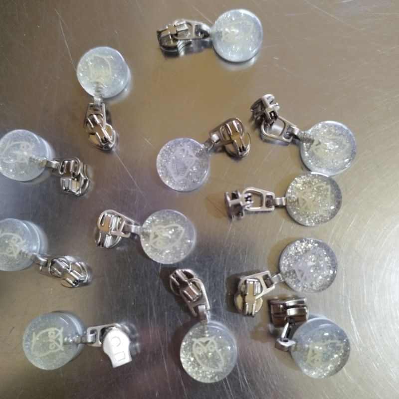 (120pcs) kepala resleting no 3 bandul mutiara gepeng