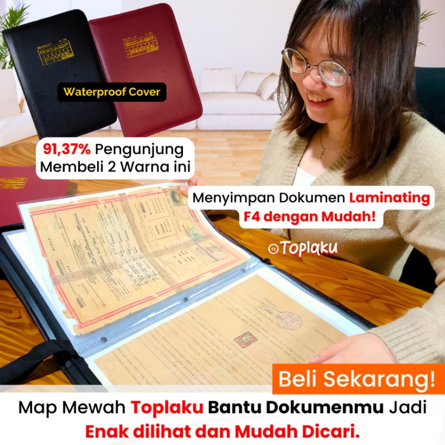 

RB Topla Map Dokumen Keeper Resleting Anti Air Kulit / Map Document Keeper F4 (Folio)