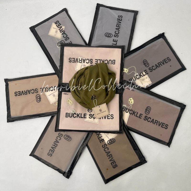 SEGIEMPAT BUCKLE SCARVES PARIS OLIVE METAL (LOGO B)POLOS POUCH Segiempat Lasercut Polos Segitiga Par