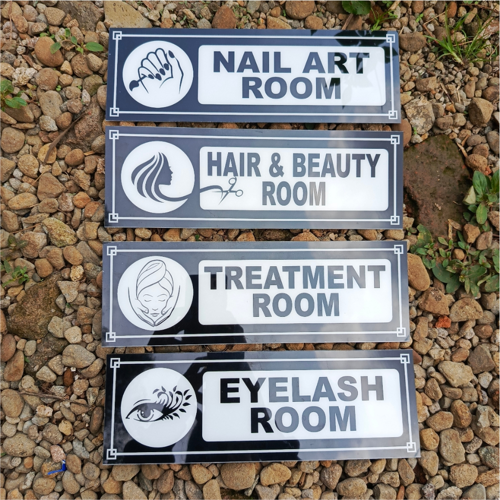 

Stiker Salon Stiker Treatment Room Stiker Hair & Beauty Room Warna Hitam Putih ukuran 10x30 cm_003