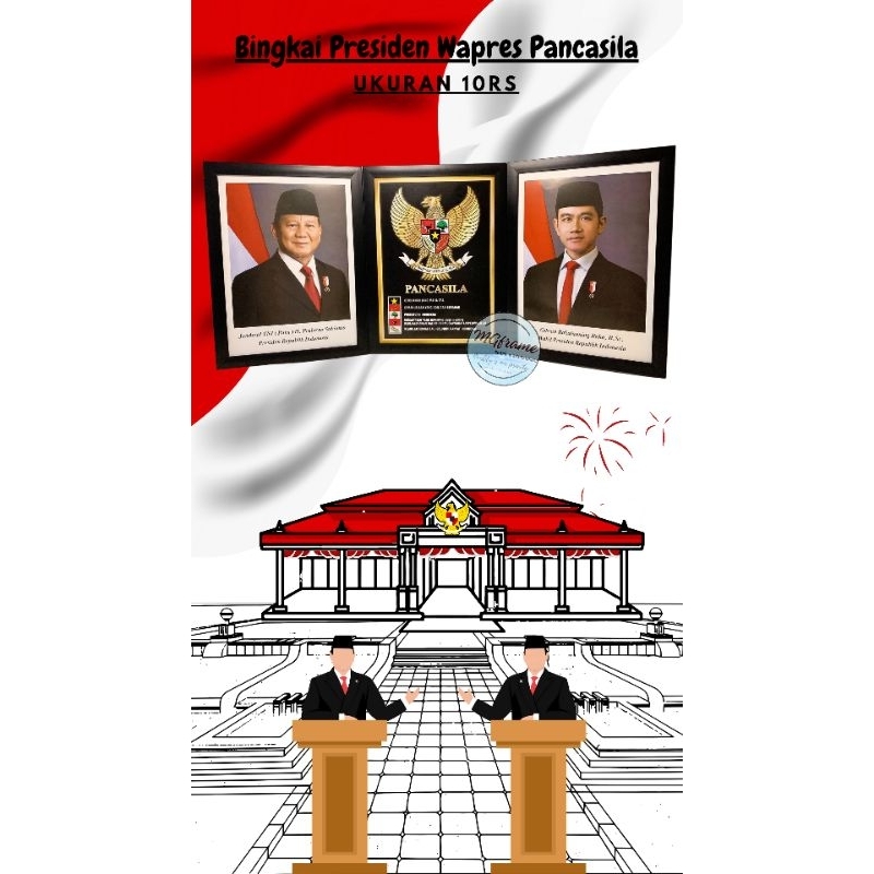 Bingkai Pigura Foto Presiden Wakil Presiden Pancasila Set