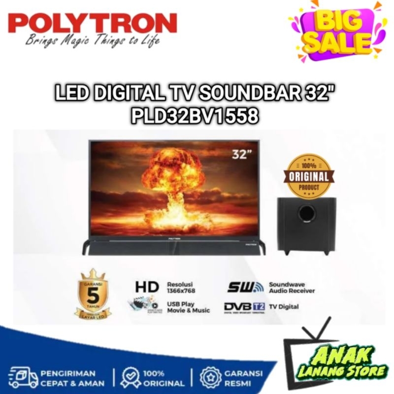 POLYTRON PLD32BV1558 32 INCH DIGITAL TV CINEMAX SOUNDBAR