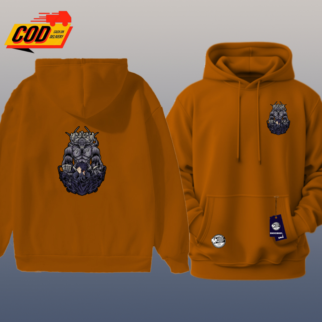 sweater hoodie pria distro sablon blakang anime jjk mahoraga megumi keren cowok fleece  xxl bigsize