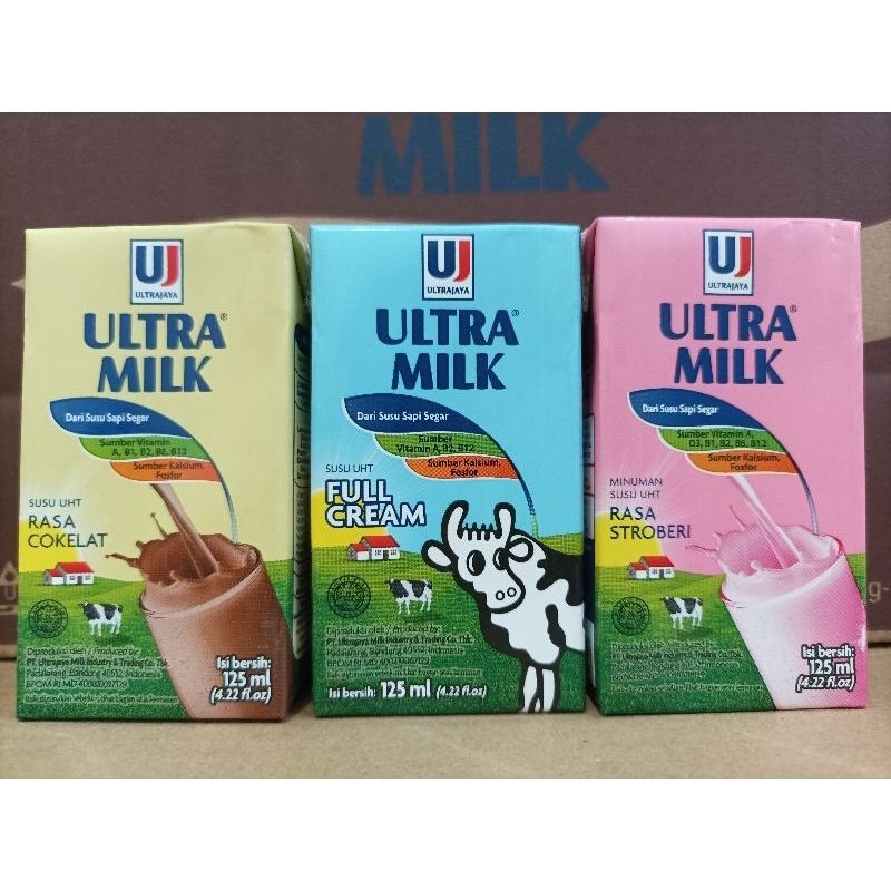 

susu ultra milk uht 125 ml 1 dus isi 40 pcs