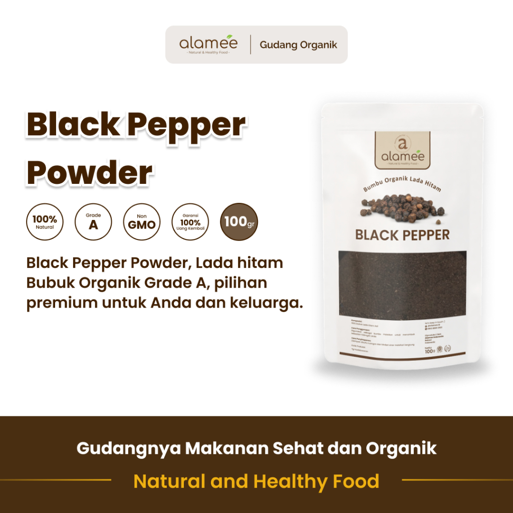

alamee bumbu organik lada hitam 100 gram 100 persen alami menghadirkan rasa kuat dan aroma khas