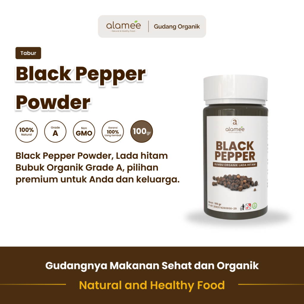 

alamee bumbu organik lada hitam tabur menawarkan rasa pedas dan aroma aromatik sebagai pilihan sehat
