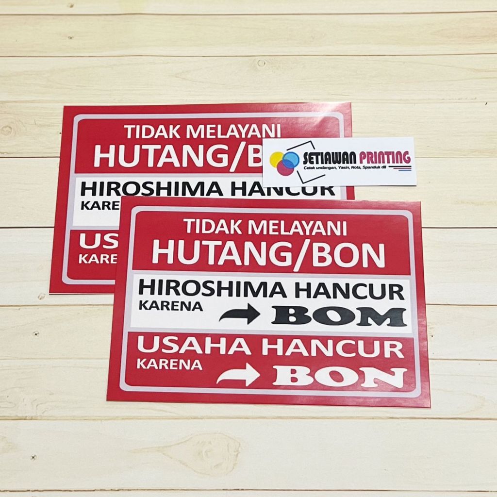 

Stiker Utang Stiker Bon 10x15 Stiker Tidak Menerima Hutang