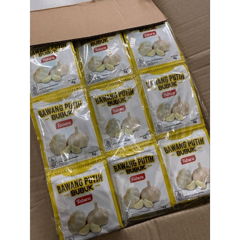 

Bawang Putih bubuk Tabura 4gr 12 sachet (1renceng)