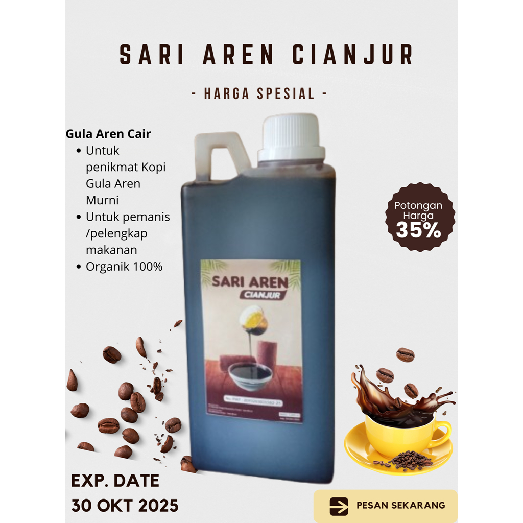 

Gula Aren Cair 1 Liter ( 1000 Ml ) Murni 100 % Premium / Sari Aren Cianjur