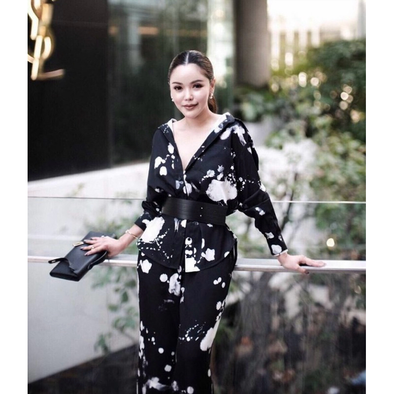 ONE SET KEMEJA AND PANTS BLACK AND WHITE IMPORT / BANGKOK / ONE SET KEMEJA TIE DYE