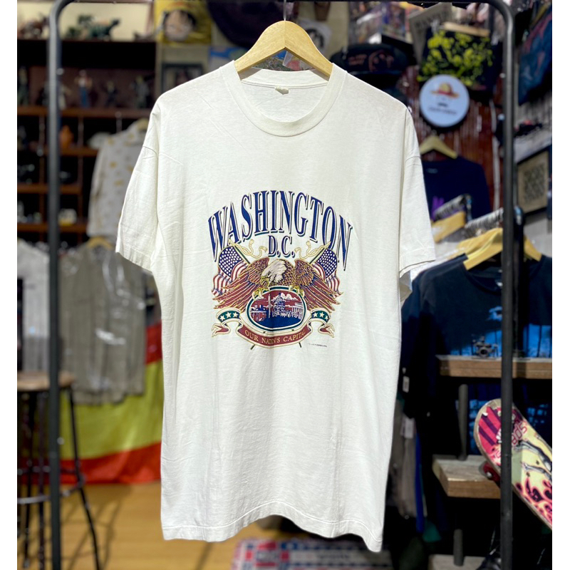 Kaos Art Washinton DC Usa Gedung Putih The White House Elang putih Jefferson Memorial Single stitch 