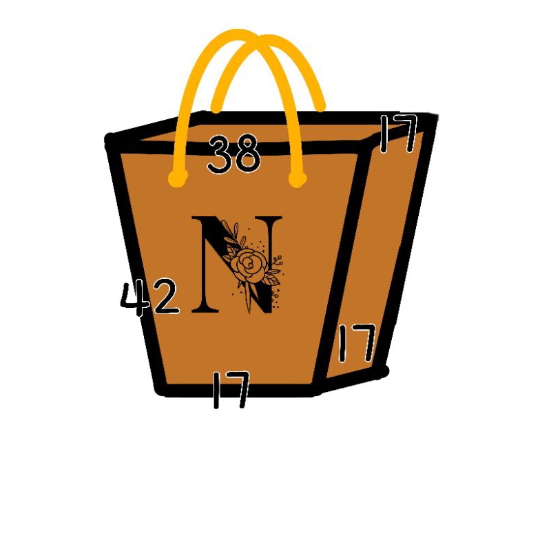 

paperbag bunga P.atas 38 x Latas 17 x T 42 x L.bawah17 x 17 sablon